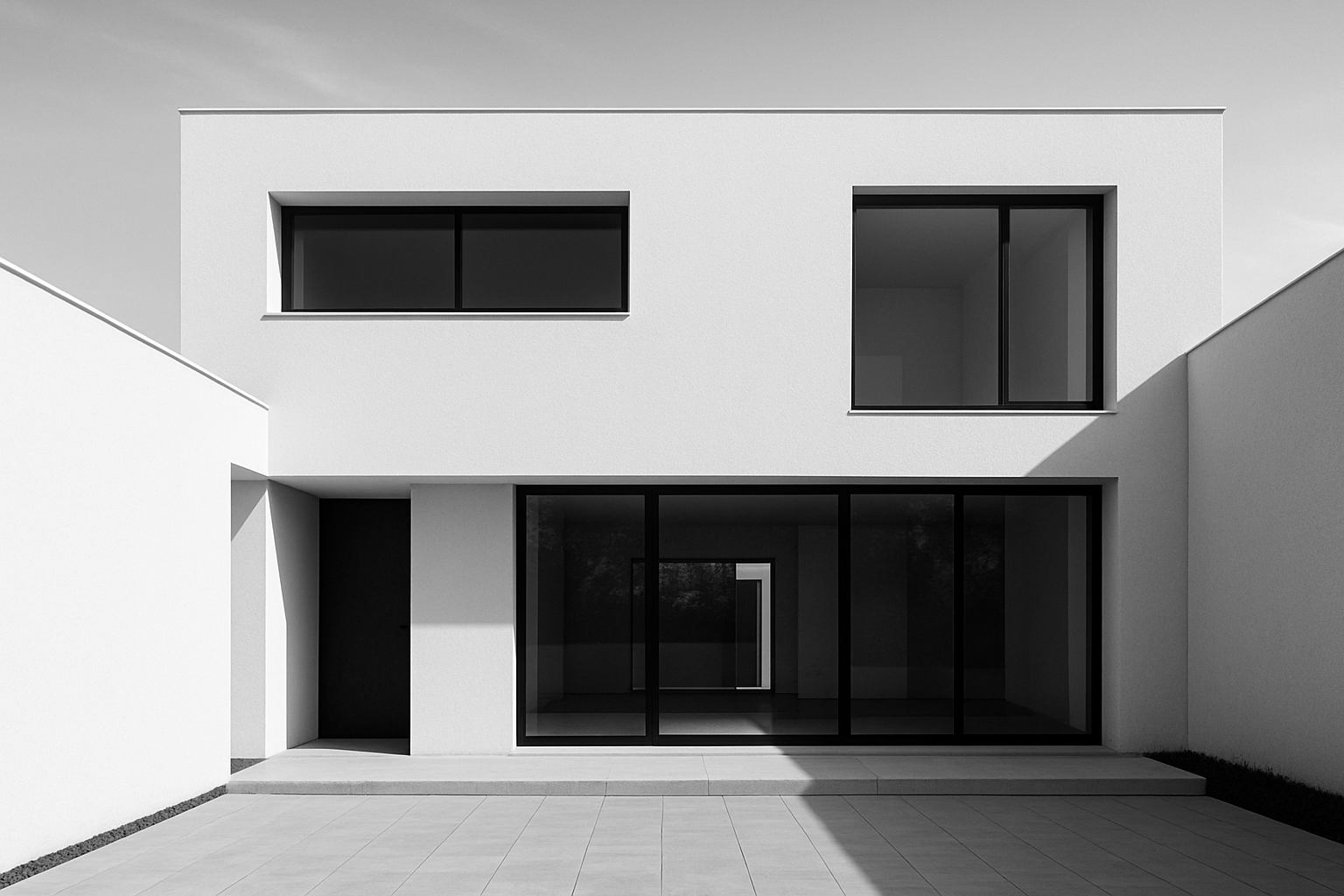 minimalistic, realistic home black and white
